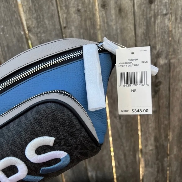 Michael Kors Men Cooper Embroidered Two-Tone Logo and Leather Crossbody Belt Bag - Picture 5 of 6